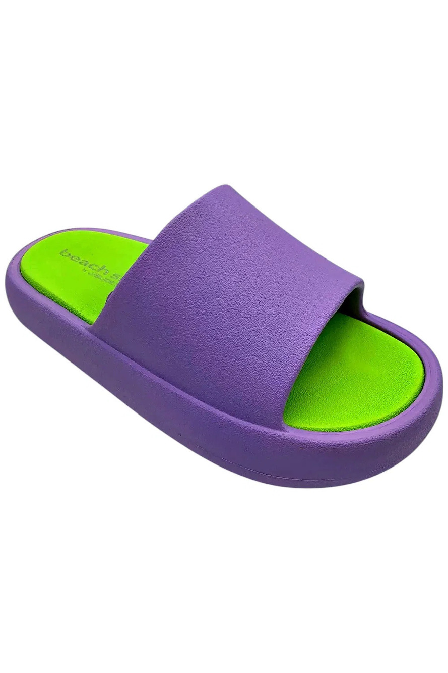 J/Slides Women's Squish Slide Sandals Lilac/Mint - Medium